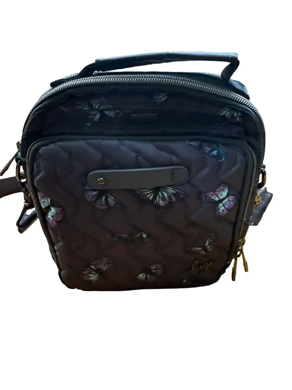 Lug Skeeter Convertible Crossbody Bag Butterfly Grey Print - Picture 2 of 4